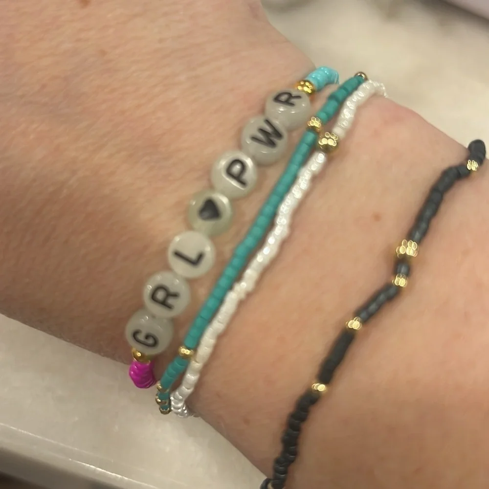 GRL🖤PWR Beaded Letter Glow in the Dark Stretch Bracelet